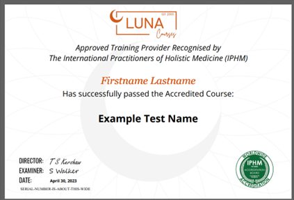 <?= luna holistic sample certificate ?>