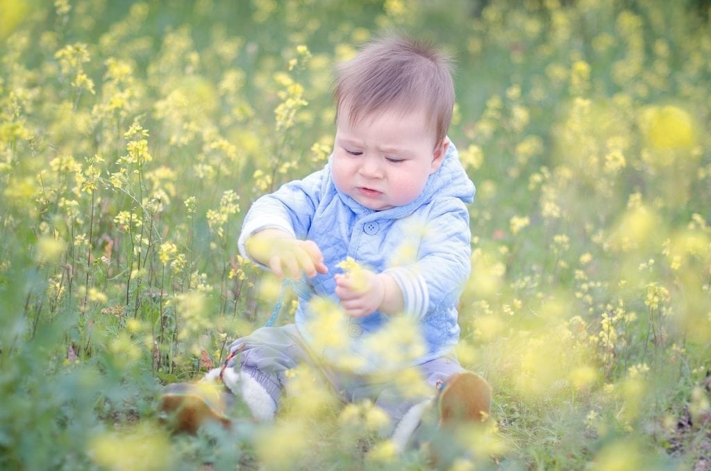 baby with bach flowers